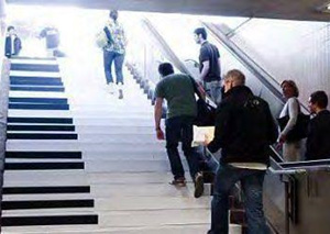 ピアノ音が出る階段による活動量増加